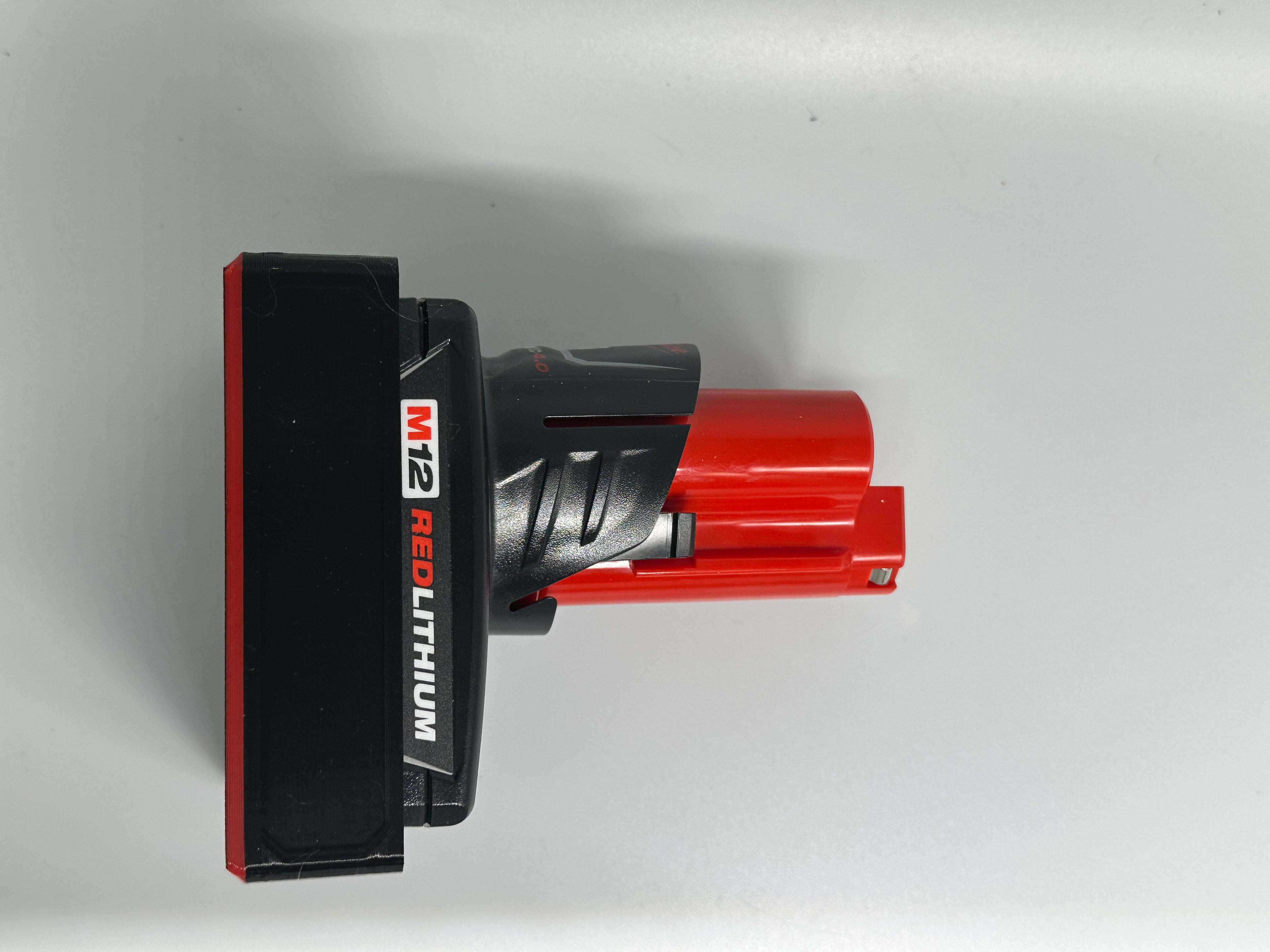 Magnetic Battery Mount for Milwaukee M12 XC – 4 Magnet High-Strength PETG Holder (2.0–5.0Ah)