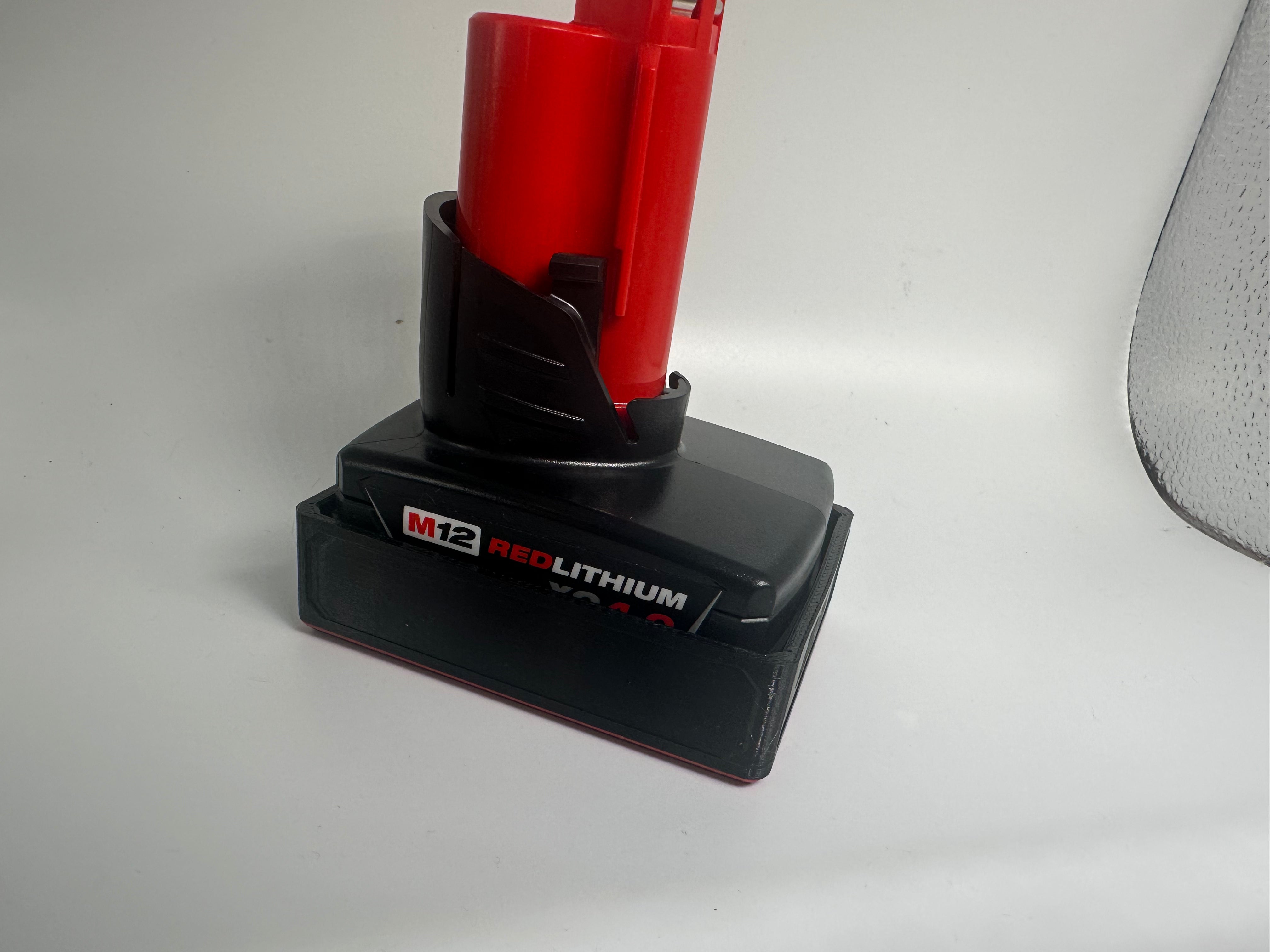 Magnetic Battery Mount for Milwaukee M12 XC – 4 Magnet High-Strength PETG Holder (2.0–5.0Ah)
